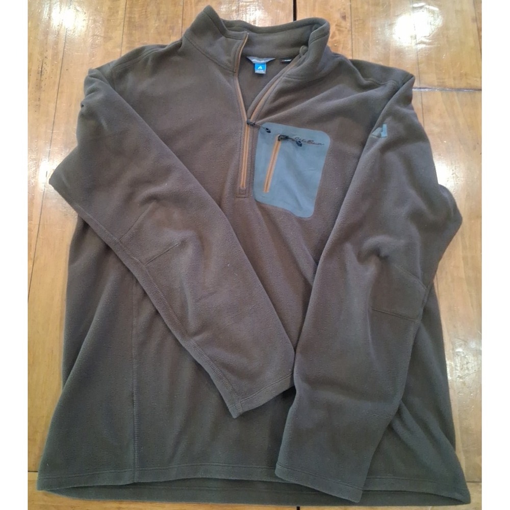 Eddie Bauer 1/4 Zip Pullover Mens TXL Brown First Ascent Polartec Fleece